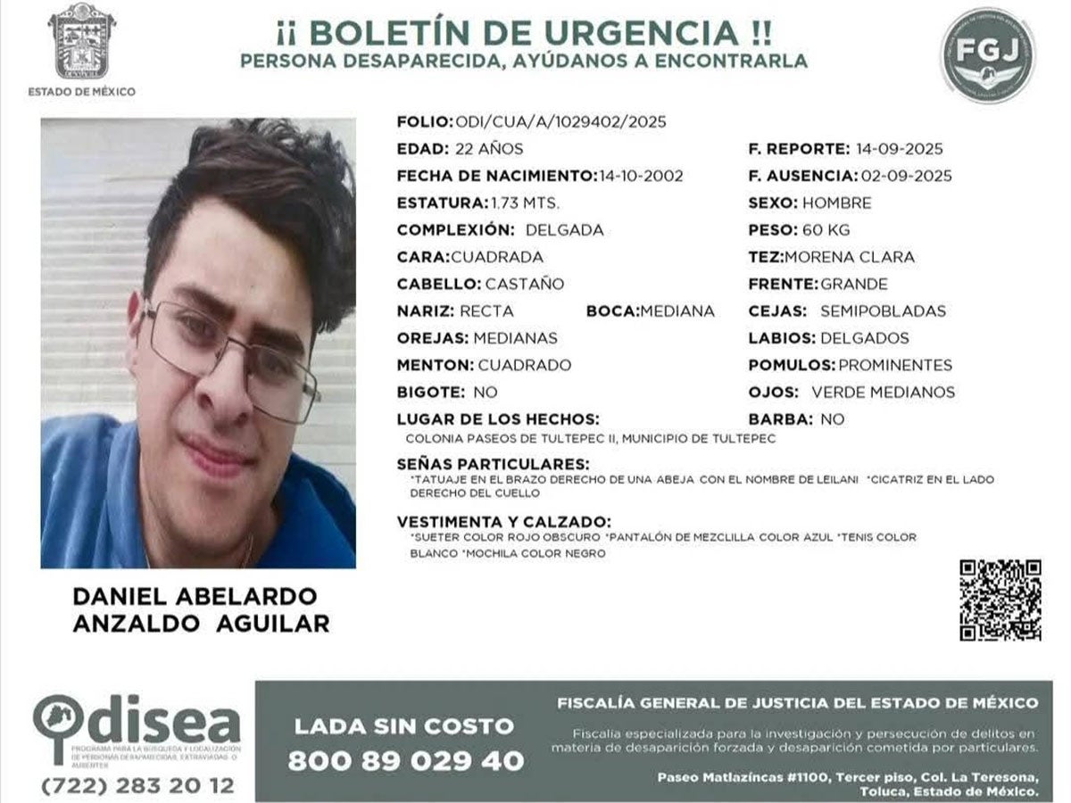 Ayúdanos a encontrar al joven Daniel Abelardo; salió de casa y ya no regresó